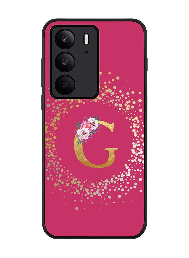For Realme C75x / C75 4G Case,Slim fit Camera Protection, Shockproof Thin Phone cover  - Custom Monogram Floral - G ( Deep Pink )